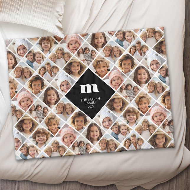 Custom Collage 12 Photo - funky family monogram Fleece Blanket (Periodic Table of Elements - Custom Fleece Blanket)