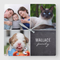 Custom Collage 4 Photos, Personalised, chalked