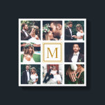 Custom Collage 8 Wedding Photo Gold Monogram Canvas Print<br><div class="desc">Create your own canvas print wall art with your own wedding,  anniversary,  engagement and special event photos.</div>