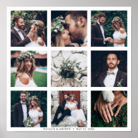 Custom Collage 9 Wedding Photo Square