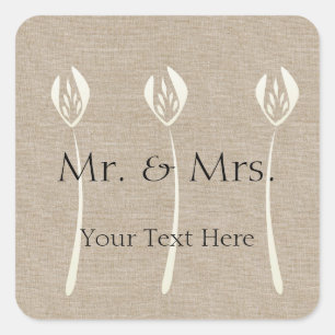 Custom Collage Cream Art Deco Wedding Square Sticker