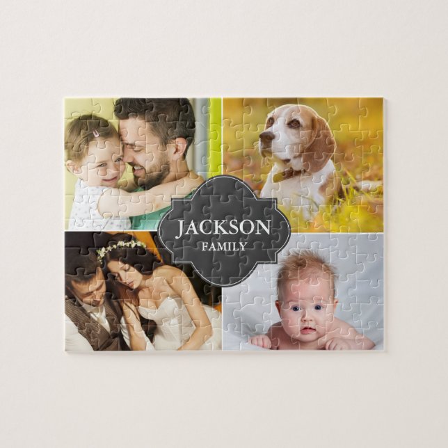 Custom Collage photos family name multi pictures Jigsaw Puzzle (Horizontal)