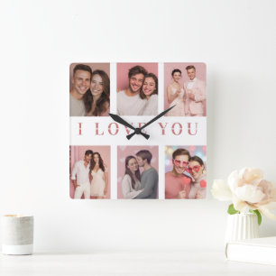 Custom Collage Photos Wall Clock Valentine Gift
