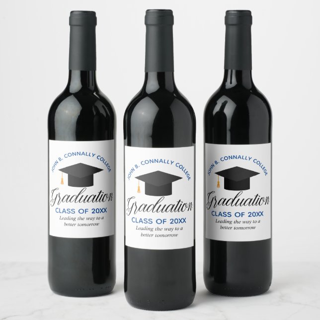 Custom College Name and Year Graduation Party  Wine Label (Bottles)