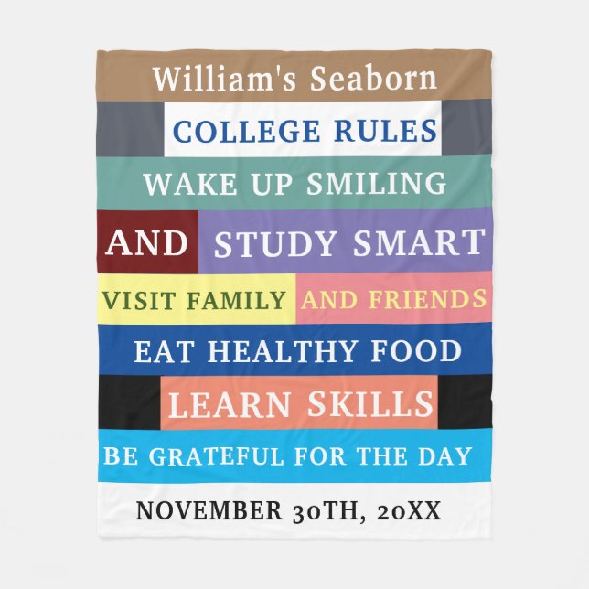 Custom College Rules Funny Blanket For Graduates  (Front)