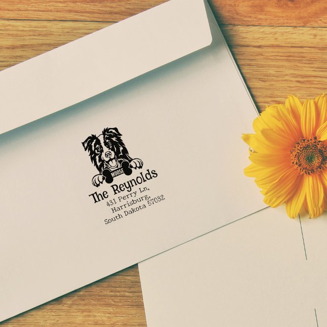 Custom Collie Dog Return Address Rubber Stamp (Creator Uploaded)