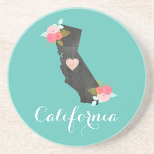Custom Color California State  Moveable Heart City Coaster
