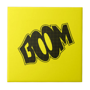 Custom Color Ceramic Tile Fun Speech Bubbles Boom