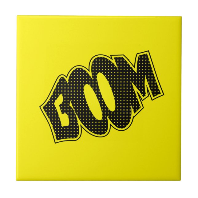 Custom Color Ceramic Tile Fun Speech Bubbles Boom (Front)