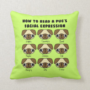 CUSTOM COLOR Cute Kawaii Cartoon Pug Funny Pillow