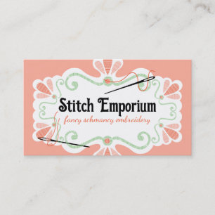 Custom color embroidery needle thread sewing business card
