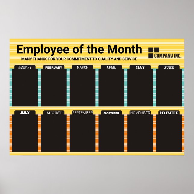 Custom color employee of the month photo display poster (Front)