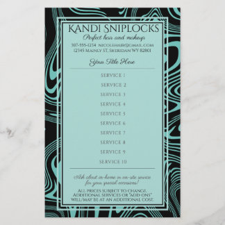 Custom color hair stylist nail makeup artist price flyer