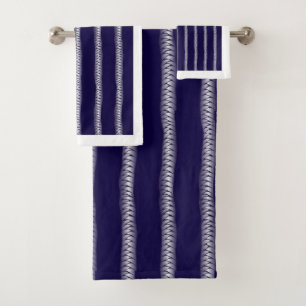 Custom Color Hand-Drawn Braid Doodle Pattern Showe Bath Towel Set