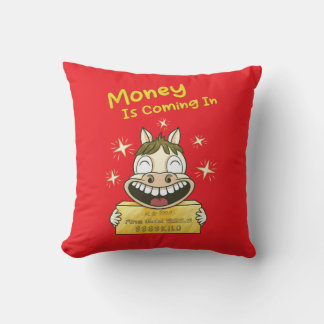 custom color_money is coming in | funny lucky pony cushion