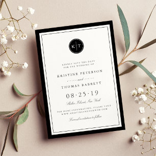 Custom Color Monogram Save the Date Card