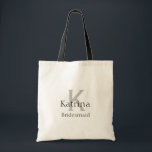 Custom Color Name Black Grey Bridesmaid Gift Favor Tote Bag<br><div class="desc">Designed with monogrammed initial,  name and text templates which you can customize and you may also change the colors!</div>