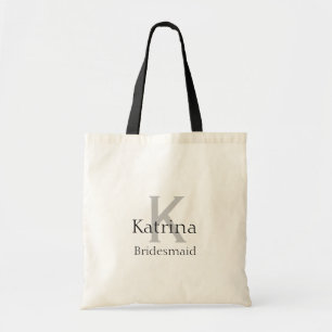 Custom Color Name Black Grey Bridesmaid Gift Favor Tote Bag