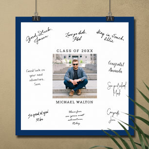 CUSTOM COLOR Photo Graduation Signature Message Poster