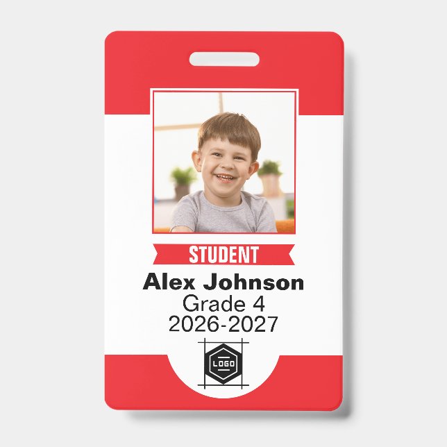 Custom Color School Student Photo Identification ID Badge (Front)