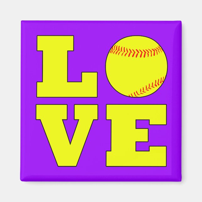 Custom Color Softball Love Fridge Magnet (Front)