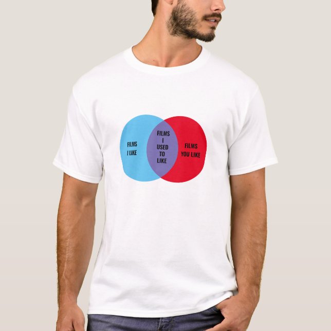 Custom color & text Elitist Cinephile Venn Diagram T-Shirt (Front)