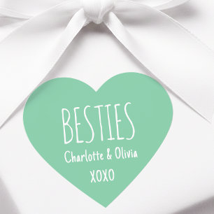 Custom Color Text Name Best Friend XOXO Mint Heart Sticker