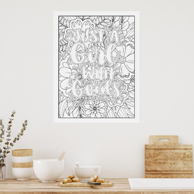 Custom Color Yourself Just A Girl With Goals Poster (Kitchen)
