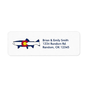 Custom Colorado flag trout fish address labels