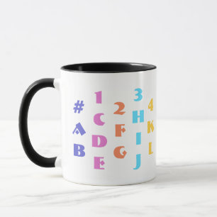 Custom Colorful Alphabet and Numbers, Kids Mug