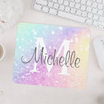 Custom Colorful Glitter Iridescent Elegant Mouse Mat<br><div class="desc">Easily personalize this elegant colorful bokeh glitter pattern with your custom name and/or monogram.</div>