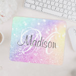 Custom Colorful Glitter Iridescent Elegant Mouse Mat<br><div class="desc">Easily personalize this elegant colorful bokeh glitter pattern with your custom name and/or monogram.</div>