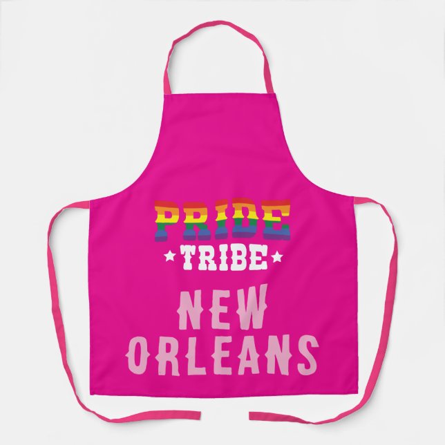 Custom Colorful LGBTQ+ Rainbow Pride Tribe Apron (Front)