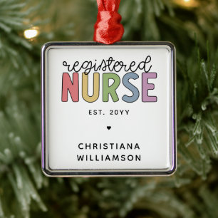 Custom Colorful Registered Nurse RN Graduation Metal Tree Decoration