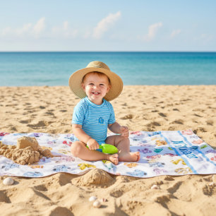 Custom Colorful Robots Beach Towel