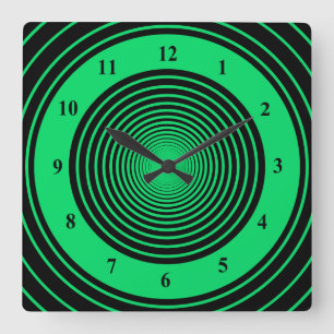 Custom Colors Circles Wall Clock - Black Green