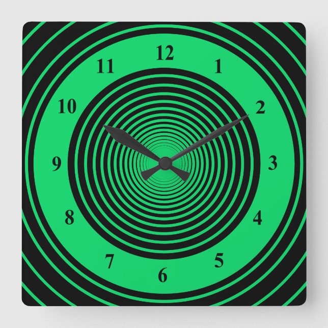 Custom Colors Circles Wall Clock - Black Green (Front)