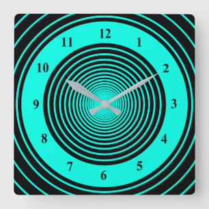 Custom Colors Circles Wall Clock - Turquoise