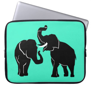 Custom Colors Laptop Sleeve with Elephant Couple