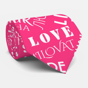 Custom Colors Neck Tie - Multilanguage Love Text