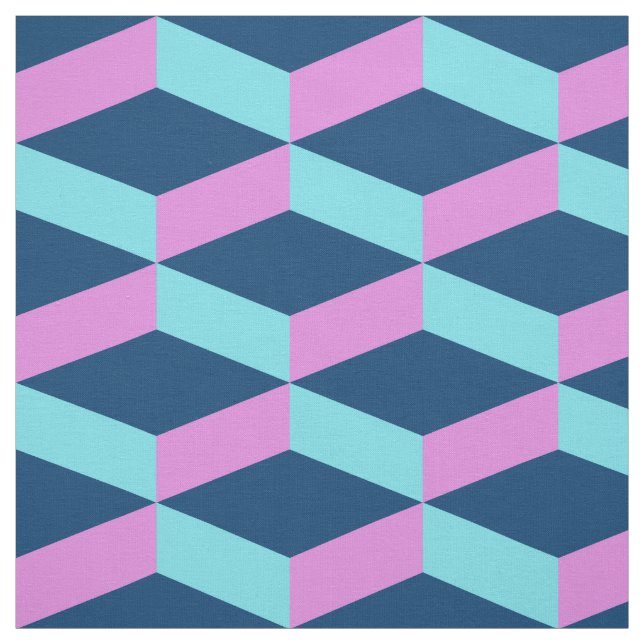 Custom colour 3D square geometric print pattern Fabric (Swatch)