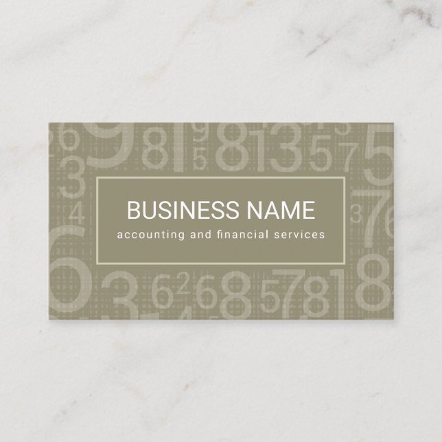 Custom Colour Accounting Numbers Modern Accountant Business Card (Front)