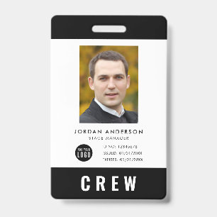 Custom Colour Add Logo Photo CREW Pass ID Badge