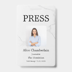 Custom Colour Add Logo Photo Photographer Press Ba ID Badge