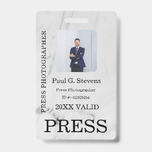 Custom Colour Add Logo Photo Photographer Press Ba ID Badge