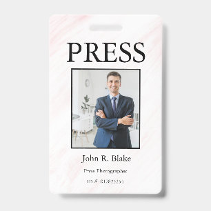 Custom Colour Add Logo Photo Photographer Press Ba ID Badge