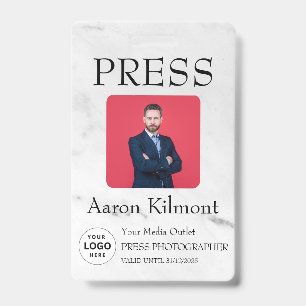 Custom Colour Add Logo Photo Photographer Press Ba ID Badge