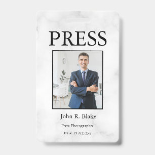 Custom Colour Add Logo Photo Photographer Press Ba ID Badge