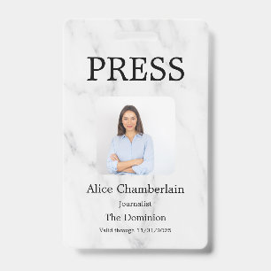 Custom Colour Add Logo Photo Photographer Press Ba ID Badge