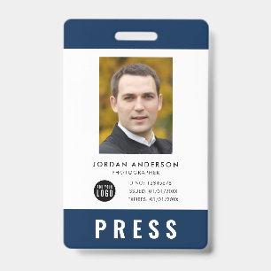 Custom Colour Add Logo Photo Photographer Press ID Badge